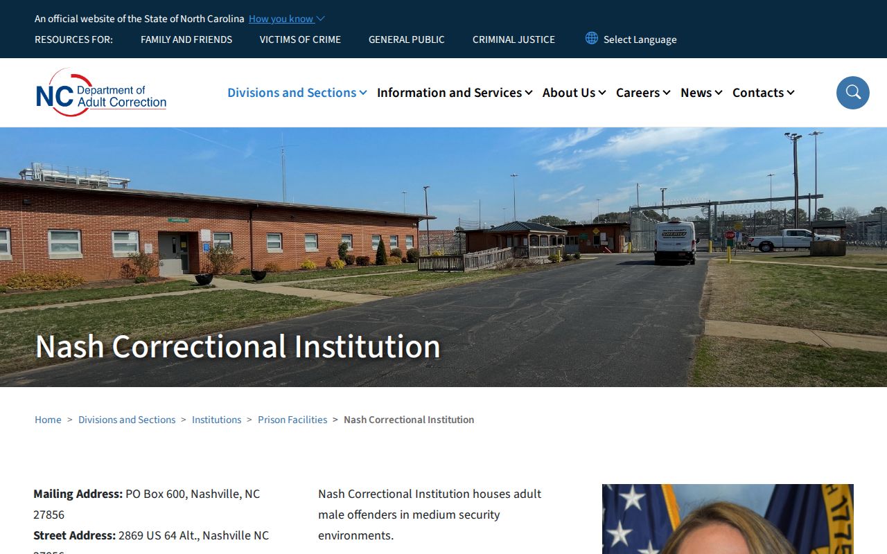 Nash Correctional Institution offender release and facility information