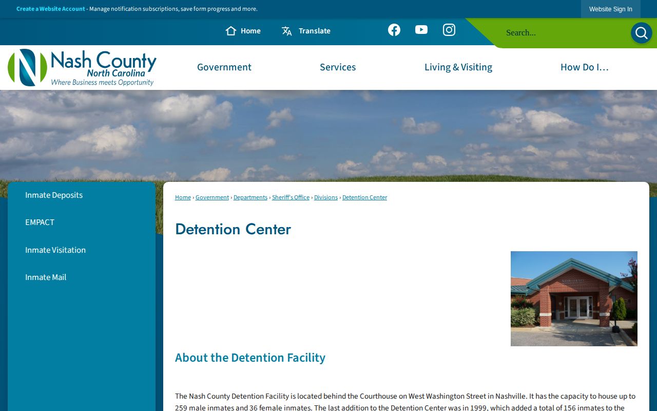 Nash County Detention Facility release record and jail information