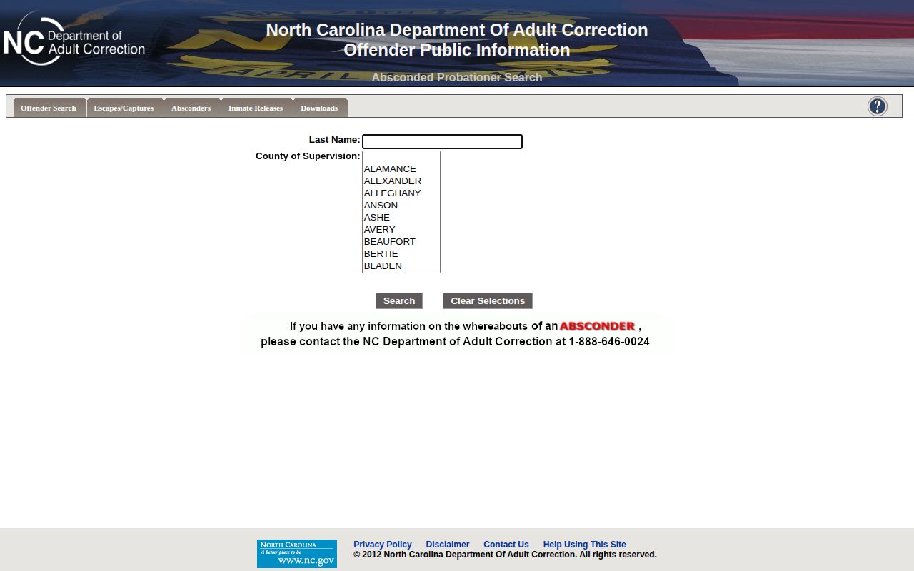 Nash County parole and probation absconder search