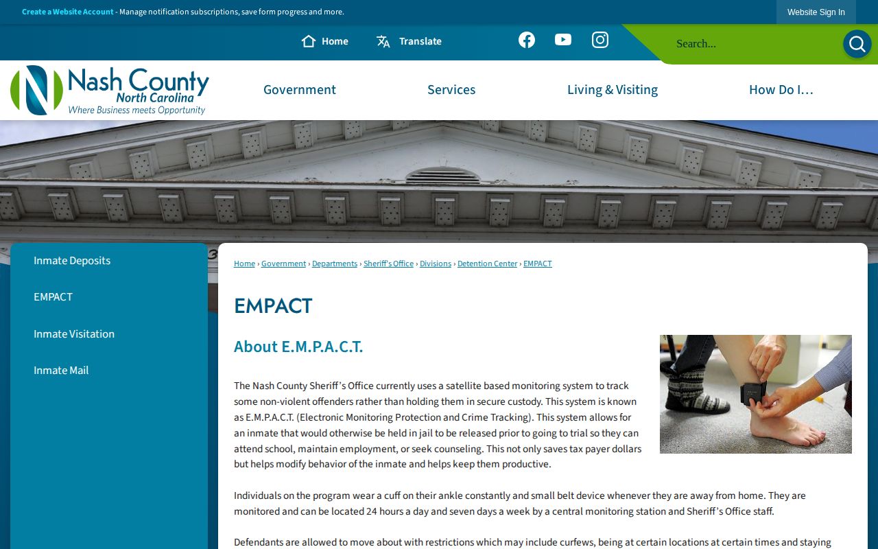 Nash County EMPACT monitored release information