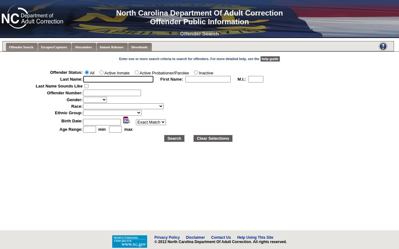 NCDAC offender search for Nash County released inmate records